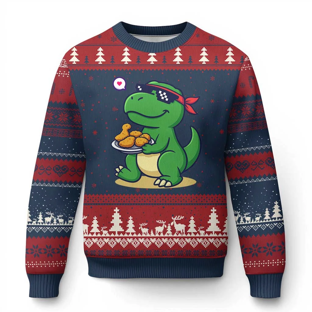Cute Dinosaur Eating Chicken Nuggets Ugly Christmas Sweater Food Humor Gift Jumper Sweaters Harajuku Fashion Boy Sweatshirts
Cute Dinosaur Eating Chicken Nuggets Ugly Christmas Sweater Food Humor Gift Jumper Sweaters Harajuku Fashion Boy Sweatshirts