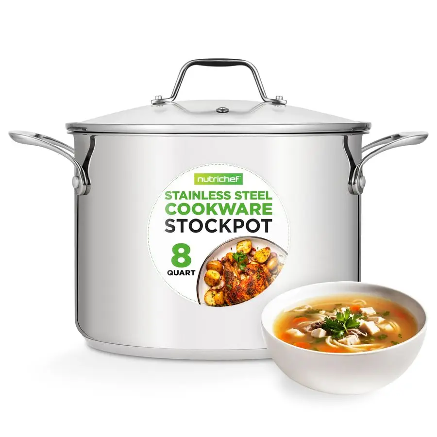 8Quart Stainless Steel Stock Pot 18 8 Food Grade Stainless Steel Heavy Duty Induction Stock Pot, Stew Pot, Simmering Pot with Se
8Quart Stainless Steel Stock Pot 18 8 Food Grade Stainless Steel Heavy Duty Induction Stock Pot, Stew Pot, Simmering Pot with Se