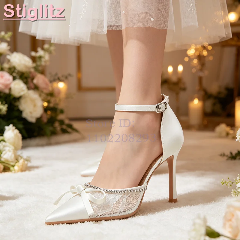 Sweet White Satin Mesh Pumps Butterfly-knot Pointed Shallow Buckle Strap High-Heeled 2026 New Summer Women's Wedding Shoes
Sweet White Satin Mesh Pumps Butterfly-knot Pointed Shallow Buckle Strap High-Heeled 2026 New Summer Women's Wedding Shoes