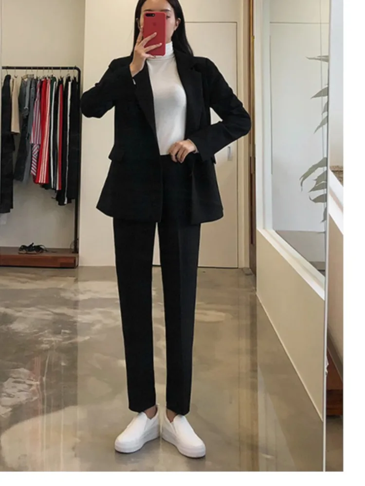 Women's Two Piece Set Summer Black Blazer Pants Suit New Fashion Elegant Style Work Business Female Single Button Clothes
Women's Two Piece Set Summer Black Blazer Pants Suit New Fashion Elegant Style Work Business Female Single Button Clothes