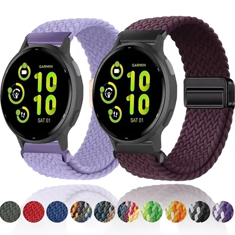 20/22mm Nylon Strap for Garmin Forerunner 55 165 265 965 255 Magnetic Braided Breathable Band for Garmin Active 5/Venu 3 Correa