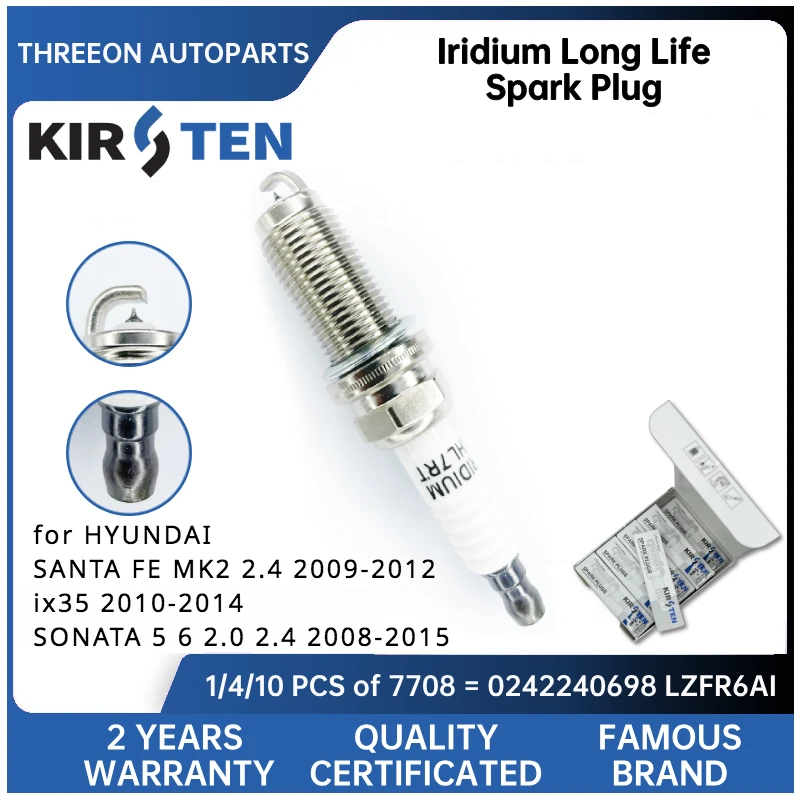 KIRSTEN Iridium Spark Plug for HYUNDAI SANTA FE MK2 2.4 2009-2012 ix35 2010-2014 SONATA 5 6 2.0 2.4 2008-2015 FR7NES
KIRSTEN Iridium Spark Plug for HYUNDAI SANTA FE MK2 2.4 2009-2012 ix35 2010-2014 SONATA 5 6 2.0 2.4 2008-2015 FR7NES
