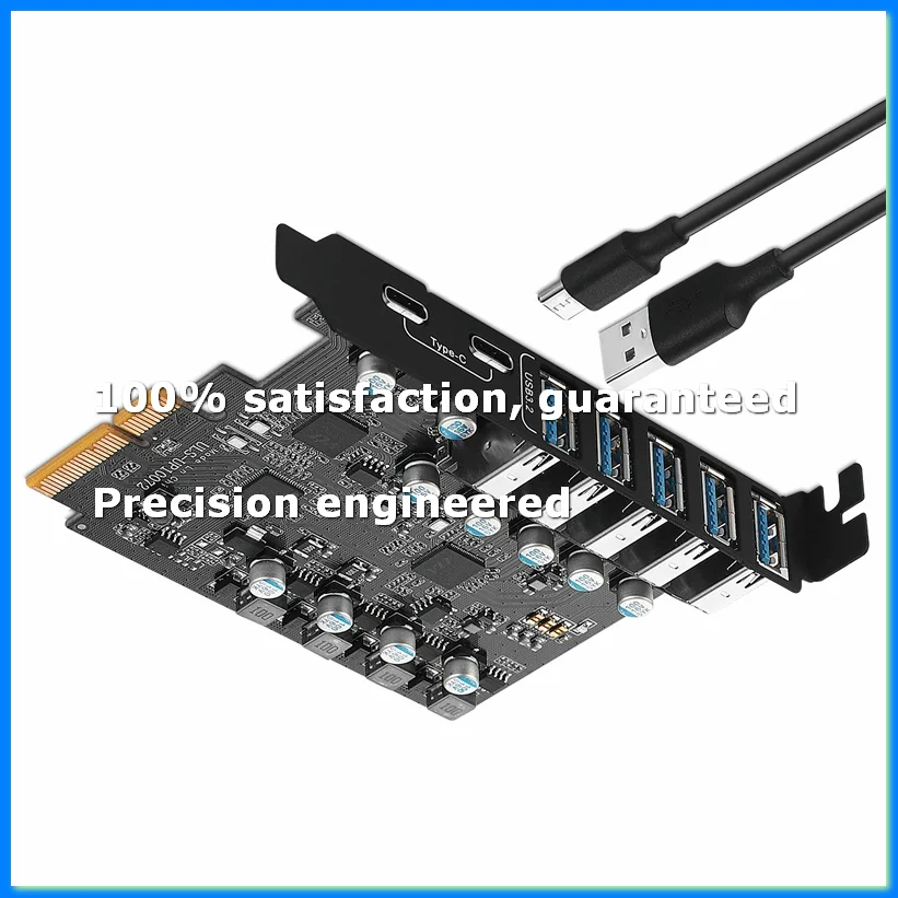 PCI-E to USB 3.2 Type Card Gen 2 Adapter with 20 Gbps Bandwidth 7-Port(5XUSB-A+2XType-C) Expansion Card Support 10G-A23R
PCI-E to USB 3.2 Type Card Gen 2 Adapter with 20 Gbps Bandwidth 7-Port(5XUSB-A+2XType-C) Expansion Card Support 10G-A23R