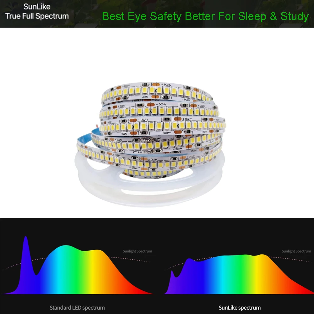 Sunlike High Efficiency Full Spectrum 24V LED Strip Light White Natural Color Best Eye Safety
Sunlike High Efficiency Full Spectrum 24V LED Strip Light White Natural Color Best Eye Safety