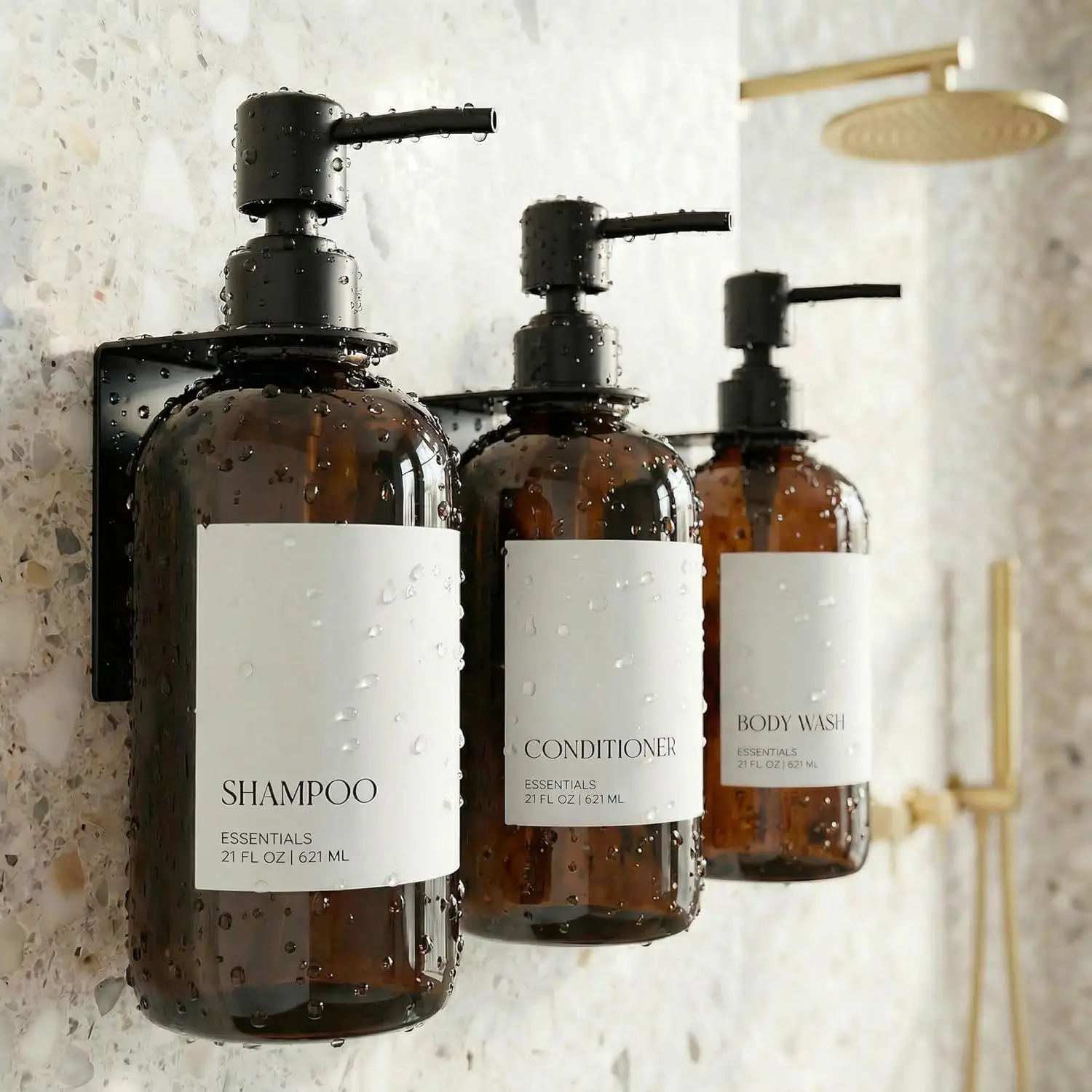 Shampoo and Conditioner Dispenser Set of 3 for Wall Mount, Drill Free 21oz Shower Soap Bottles with Labels, Easy Refill Body
Shampoo and Conditioner Dispenser Set of 3 for Wall Mount, Drill Free 21oz Shower Soap Bottles with Labels, Easy Refill Body