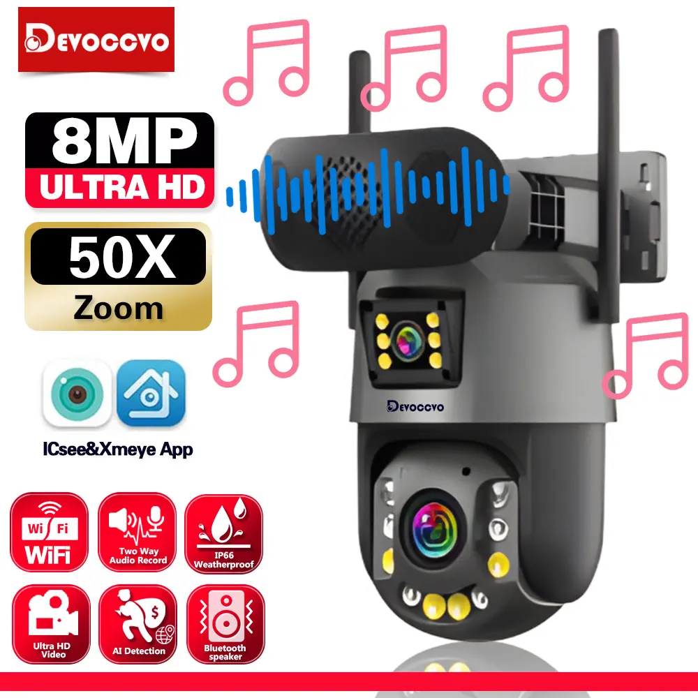 PTZ IP-камера безопасности 4K с двумя объективами, Wi-Fi, 50-кратный зум, наружная камера видеонаблюдения ICSEE для обнаружения человека с Bluetooth-динамиком
PTZ IP-камера безопасности 4K с двумя объективами, Wi-Fi, 50-кратный зум, наружная камера видеонаблюдения ICSEE для обнаружения человека с Bluetooth-динамиком