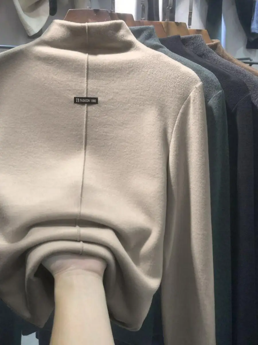 Double-Sided Fce Warm Long-Sve T-irt Women's 2023 f-High Collar Trendy Letter Student Top Faionable Base Layer
Double-Sided Fce Warm Long-Sve T-irt Women's 2023 f-High Collar Trendy Letter Student Top Faionable Base Layer