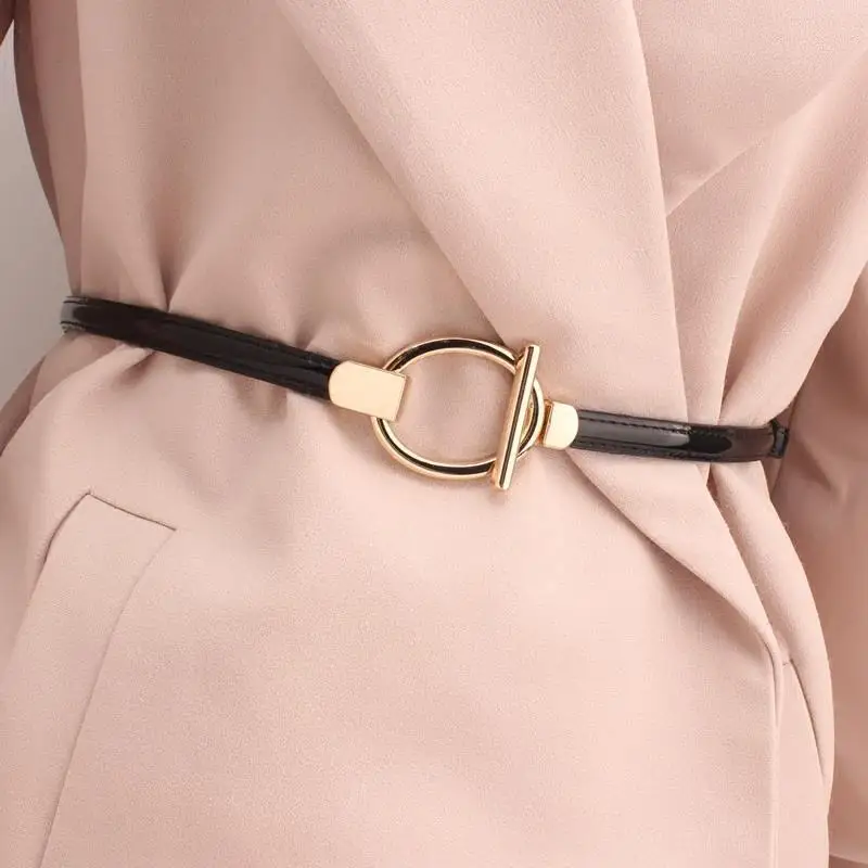 Adjustable Patent Leather Thin Belt Women Metal Round Buckle Versatile Decor Belt for Dress Sweater
Adjustable Patent Leather Thin Belt Women Metal Round Buckle Versatile Decor Belt for Dress Sweater
