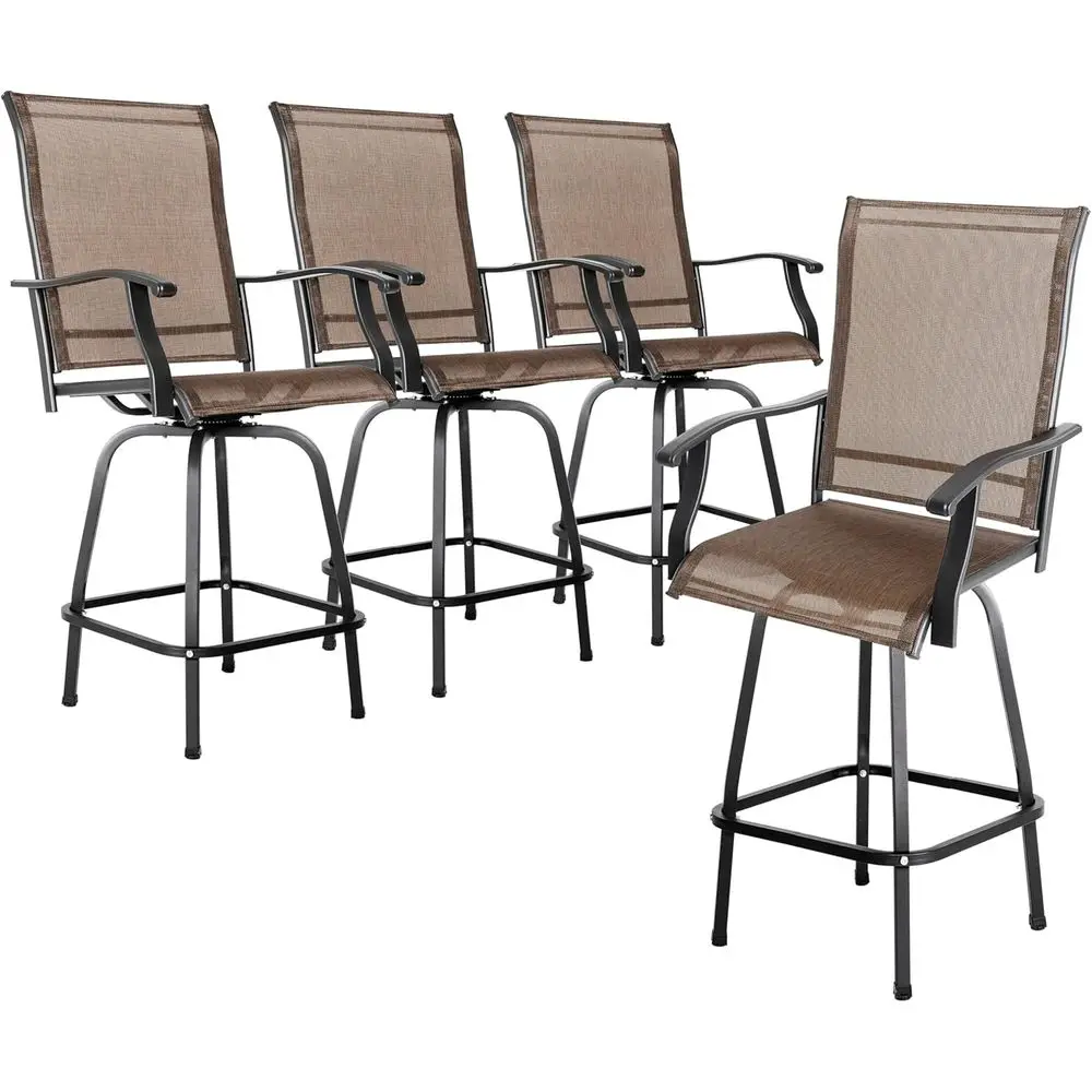 4-Piece Outdoor Swivel Bar Stools with Back, Weather-Resistant Textilene, Black & Brown
4-Piece Outdoor Swivel Bar Stools with Back, Weather-Resistant Textilene, Black & Brown