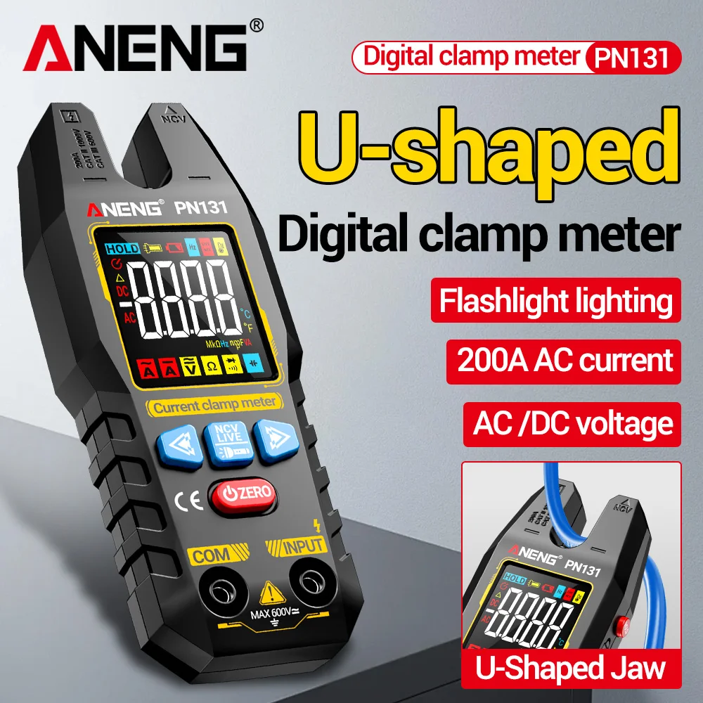 Multimeter U-shaped Clamp Meter Digital Portable Mini Professional AC/DC Current Voltage Electrician/Household DIY ANENG PN131
Multimeter U-shaped Clamp Meter Digital Portable Mini Professional AC/DC Current Voltage Electrician/Household DIY ANENG PN131