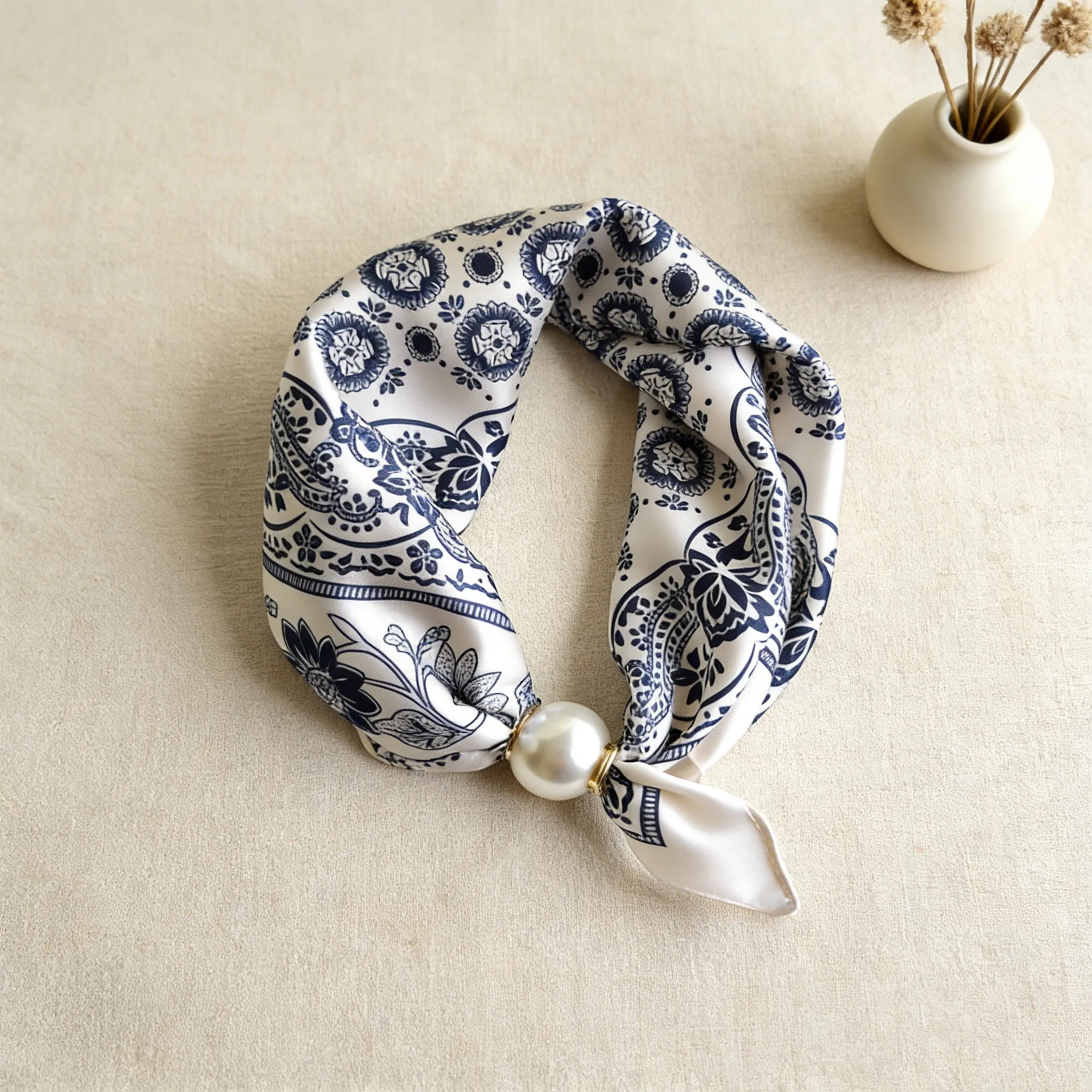 Print Silk Scarf Pearl Neck Scarf Lazy Chain Collarbone Magnetic Thin Pendant Buckle Handkerchief Ribbon Woman Luxury Accesories
Print Silk Scarf Pearl Neck Scarf Lazy Chain Collarbone Magnetic Thin Pendant Buckle Handkerchief Ribbon Woman Luxury Accesories