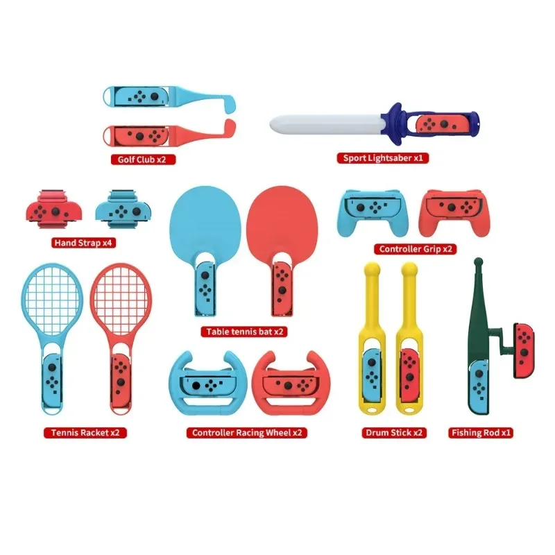 New Accessory Kits for Nintendo Switch/OLED Sports18 in 1 Joycon Controller Grip Fishing Rod Lightsaber Racing Wheel Tennies
New Accessory Kits for Nintendo Switch/OLED Sports18 in 1 Joycon Controller Grip Fishing Rod Lightsaber Racing Wheel Tennies