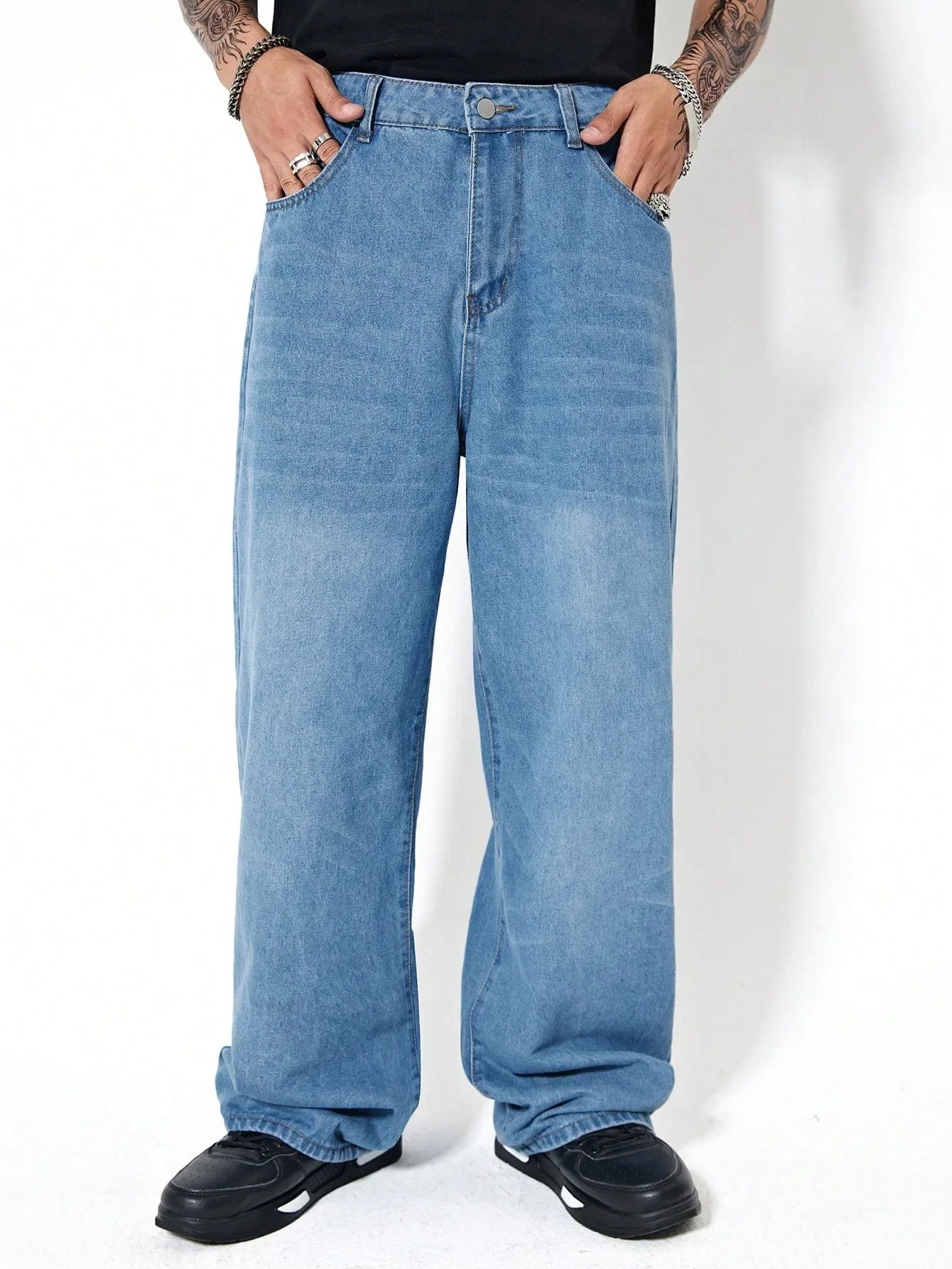 1pc Men's Loose Fit Hip-Hop Style Denim Jeans - Casual Streetwear, Washed Blue, No Waistband/Decoration, Comfortable & Stylish f
1pc Men's Loose Fit Hip-Hop Style Denim Jeans - Casual Streetwear, Washed Blue, No Waistband/Decoration, Comfortable & Stylish f