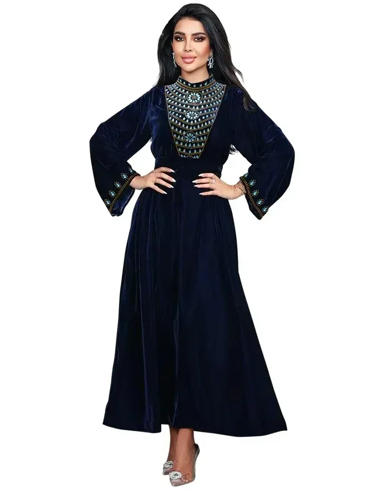 Velvet Dress Msulim Abaya for Women Elegant Lace-up Abayas Morocco Party Dress Maxi Kaftan Arabic Long Robe Autumn 2025
Velvet Dress Msulim Abaya for Women Elegant Lace-up Abayas Morocco Party Dress Maxi Kaftan Arabic Long Robe Autumn 2025