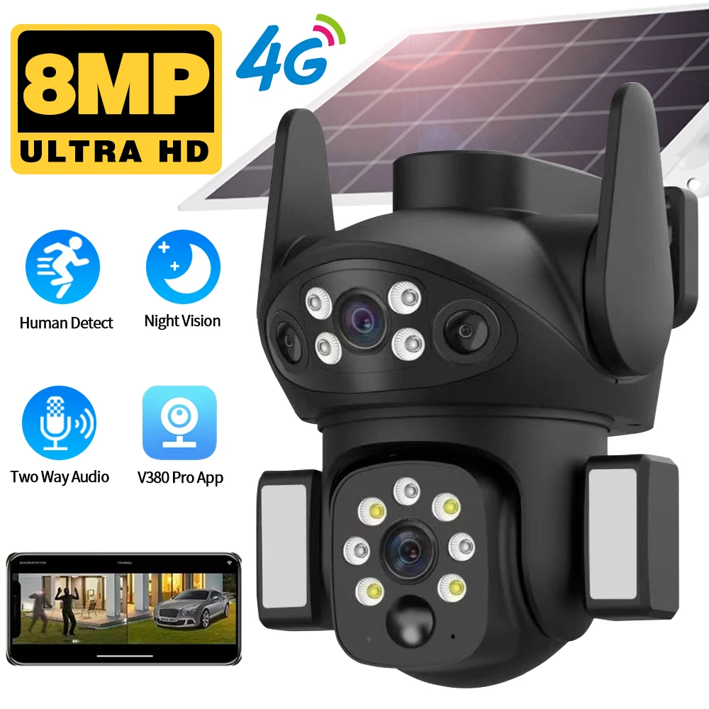 V380 8MP HD Dual-lens 4G Solar Camera Outdoor Waterproof Built-in Panel Wireless Video Surveillance CCTV Closed Circuit Human De
V380 8MP HD Dual-lens 4G Solar Camera Outdoor Waterproof Built-in Panel Wireless Video Surveillance CCTV Closed Circuit Human De