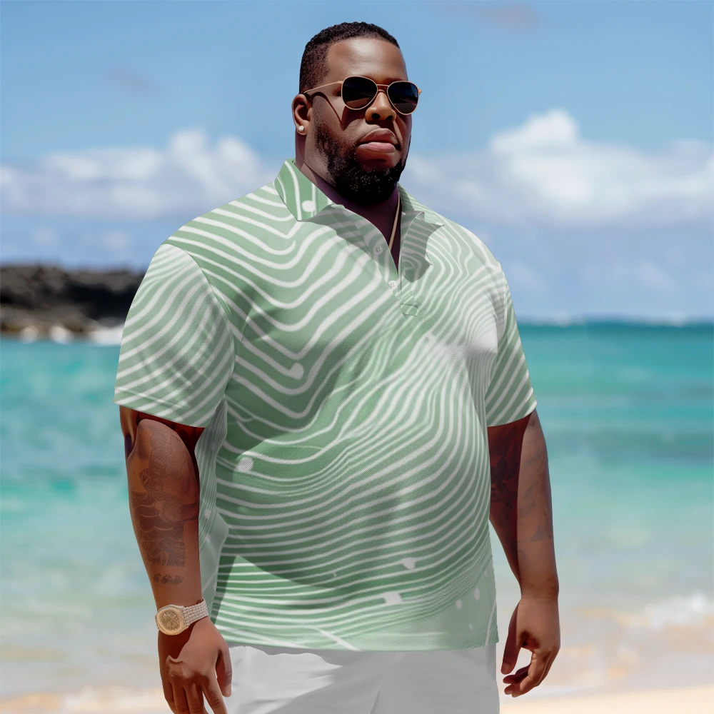 1 men's plus size polo shirt with summer light green line printed casual collar button suitable for shopping and golf
1 men's plus size polo shirt with summer light green line printed casual collar button suitable for shopping and golf