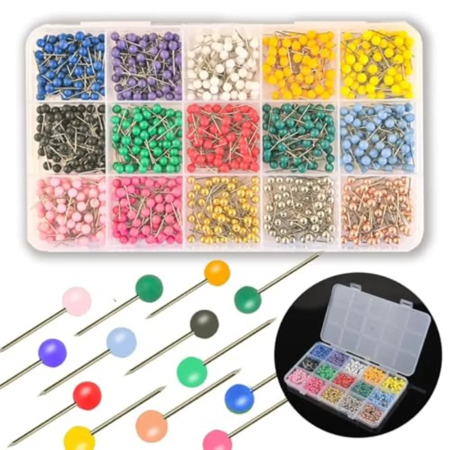 1000 PCS Push Pins Map Tacks, Multi-Color 1/8" Round Head with Stainless Point, 15 Assorted Colors for Bulletin Board, Cork Boa
1000 PCS Push Pins Map Tacks, Multi-Color 1/8" Round Head with Stainless Point, 15 Assorted Colors for Bulletin Board, Cork Boa