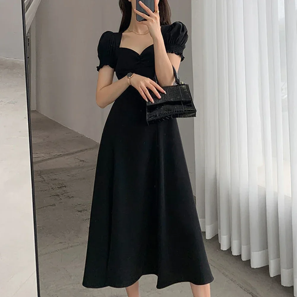 Elegant Dress Dress Polyester Slight Stretch Solid Color Square Collar Short Sleeve New Stylish Fashion Summer
Elegant Dress Dress Polyester Slight Stretch Solid Color Square Collar Short Sleeve New Stylish Fashion Summer