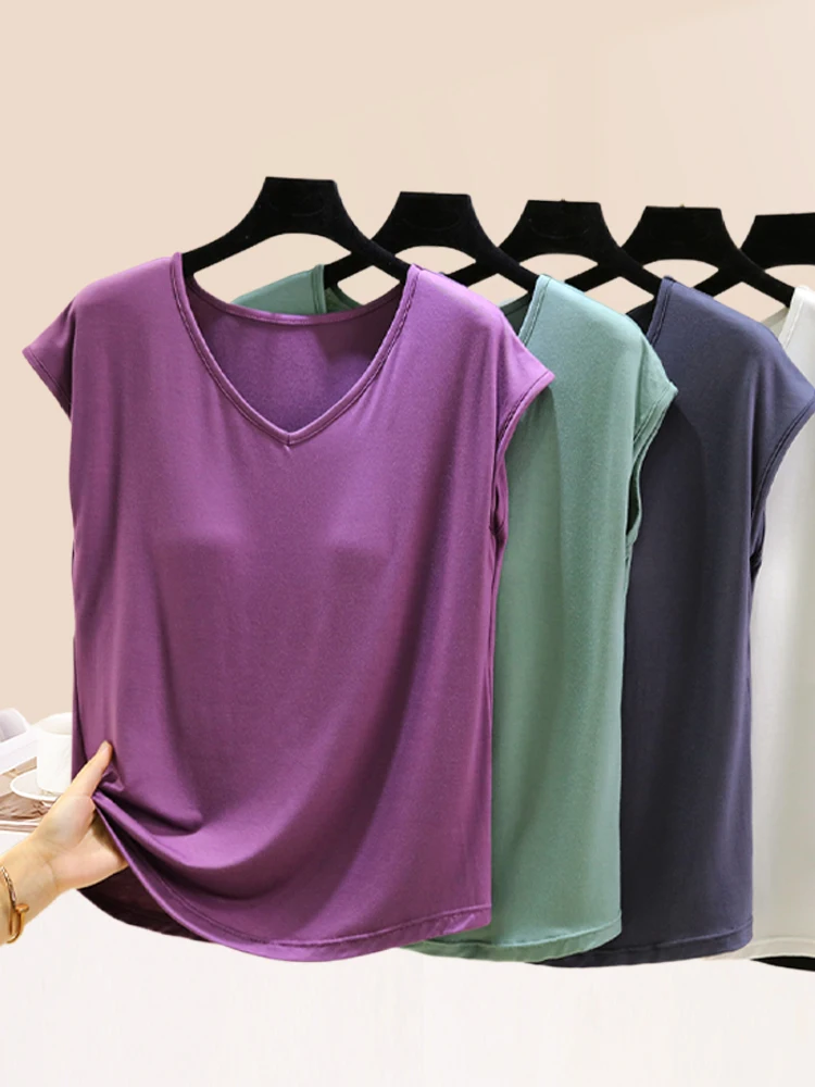 Женская летняя футболка из модала Svel, жилет, топ, повседневный базовый слой, уличная одежда большого размера, V-Ne, стандартный крой, чистый цвет
Женская летняя футболка из модала Svel, жилет, топ, повседневный базовый слой, уличная одежда большого размера, V-Ne, стандартный крой, чистый цвет