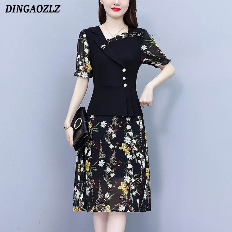 Elegant Floral Printed Dress 2025 Summer New Suit Collar Patchwork Chiffon Dress Middle Aged Short Sleeve Women Dress Vestidos
Elegant Floral Printed Dress 2025 Summer New Suit Collar Patchwork Chiffon Dress Middle Aged Short Sleeve Women Dress Vestidos