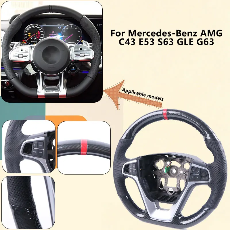Gloss Carbon Fiber DIY Original Car Steering Wheel Cover For Mercedes-Benz AMG C43 E53 S63 GLE G63 Steering Wheel Grip
Gloss Carbon Fiber DIY Original Car Steering Wheel Cover For Mercedes-Benz AMG C43 E53 S63 GLE G63 Steering Wheel Grip