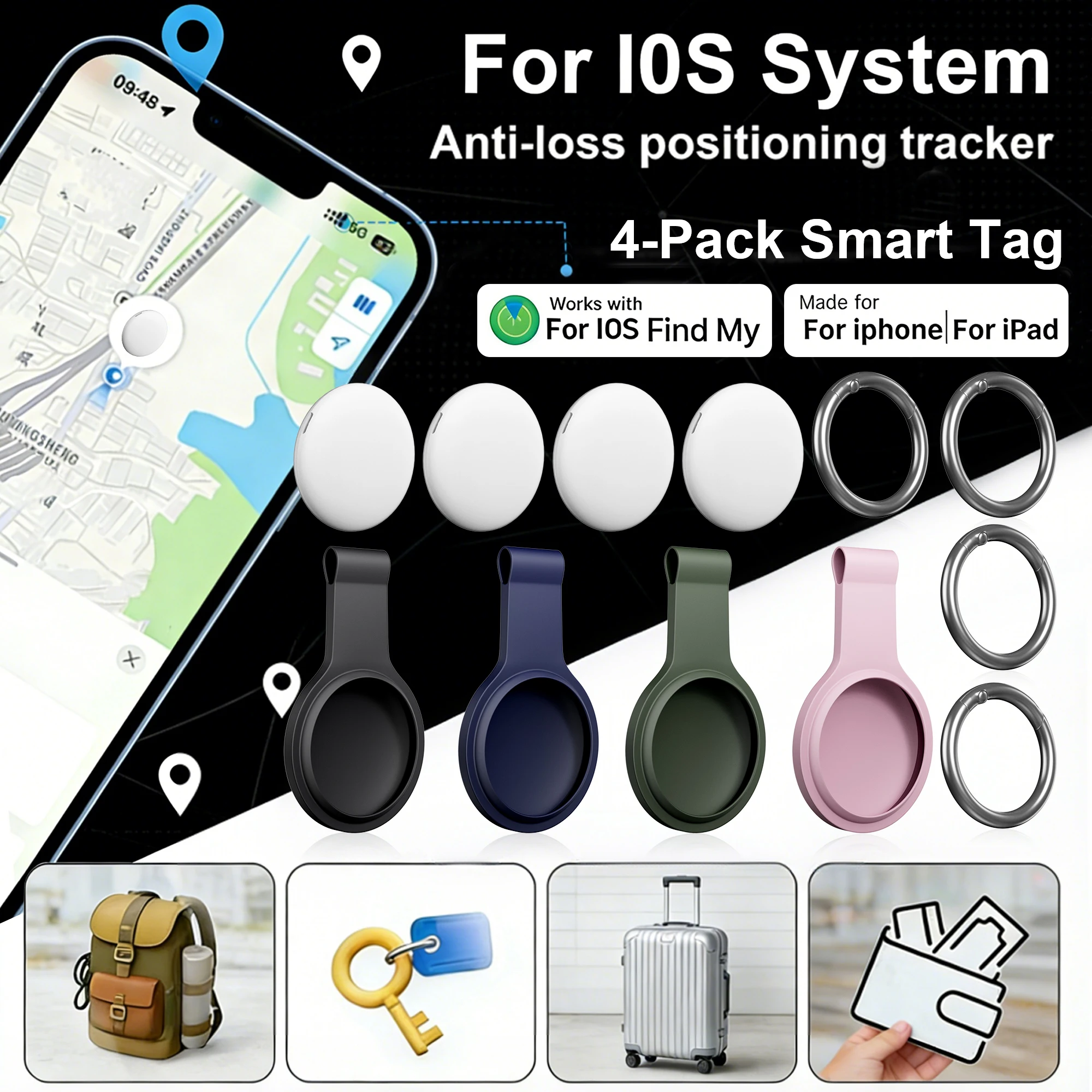 1/2/4-Pack Location Trackers for iOS Smart Tags — Compatible with IOS "Find My" App (Not compatible with Android systems!)
1/2/4-Pack Location Trackers for iOS Smart Tags — Compatible with IOS "Find My" App (Not compatible with Android systems!)
