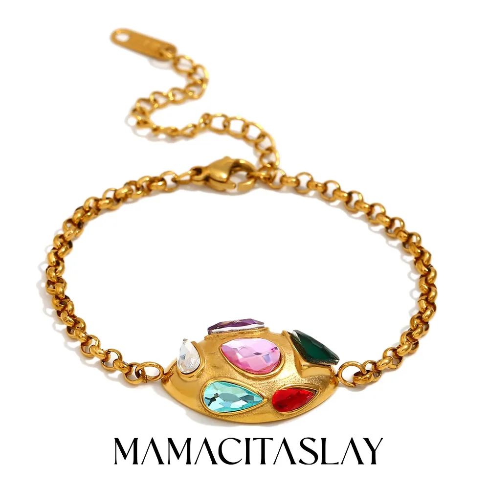 MamacitaSlay Stainless Steel Multicolor Zircon Bracelet Earrings Set Party Waterproof Jewelry Women's Charm Gift High Quality
MamacitaSlay Stainless Steel Multicolor Zircon Bracelet Earrings Set Party Waterproof Jewelry Women's Charm Gift High Quality