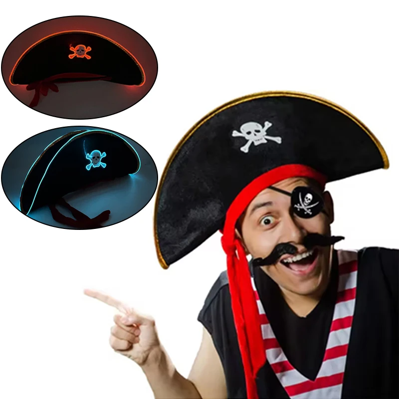 Glowing LED Halloween Pirate Hat Funny Party Hats Pirate Skull Cap Eye Patches for Adults Cosplay Costume Decorations
Glowing LED Halloween Pirate Hat Funny Party Hats Pirate Skull Cap Eye Patches for Adults Cosplay Costume Decorations