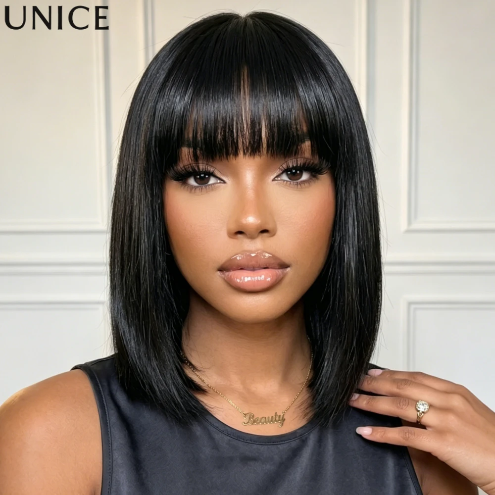 UNice Straight Bob Wig With Bangs Full Machine Made 100% Human Hair Wigs 150% Density
UNice Straight Bob Wig With Bangs Full Machine Made 100% Human Hair Wigs 150% Density