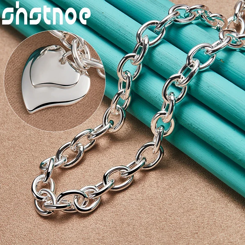 SHSTONE 925 Sterling Silver Necklace Double Heart Chain Necklaces For Women Engagement Wedding Birthday Fashion Charm Jewelry
SHSTONE 925 Sterling Silver Necklace Double Heart Chain Necklaces For Women Engagement Wedding Birthday Fashion Charm Jewelry