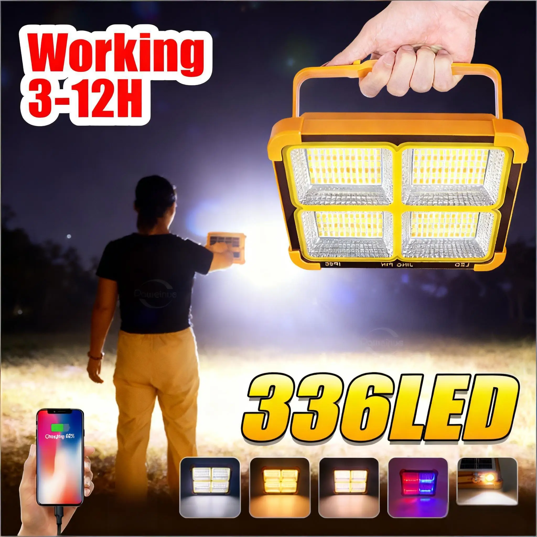 366LED Solar LED Lights Powerful Camping Lantern Portable Flood Light Power Bank LED Tent Light Emergency Light Portable Lantern
366LED Solar LED Lights Powerful Camping Lantern Portable Flood Light Power Bank LED Tent Light Emergency Light Portable Lantern
