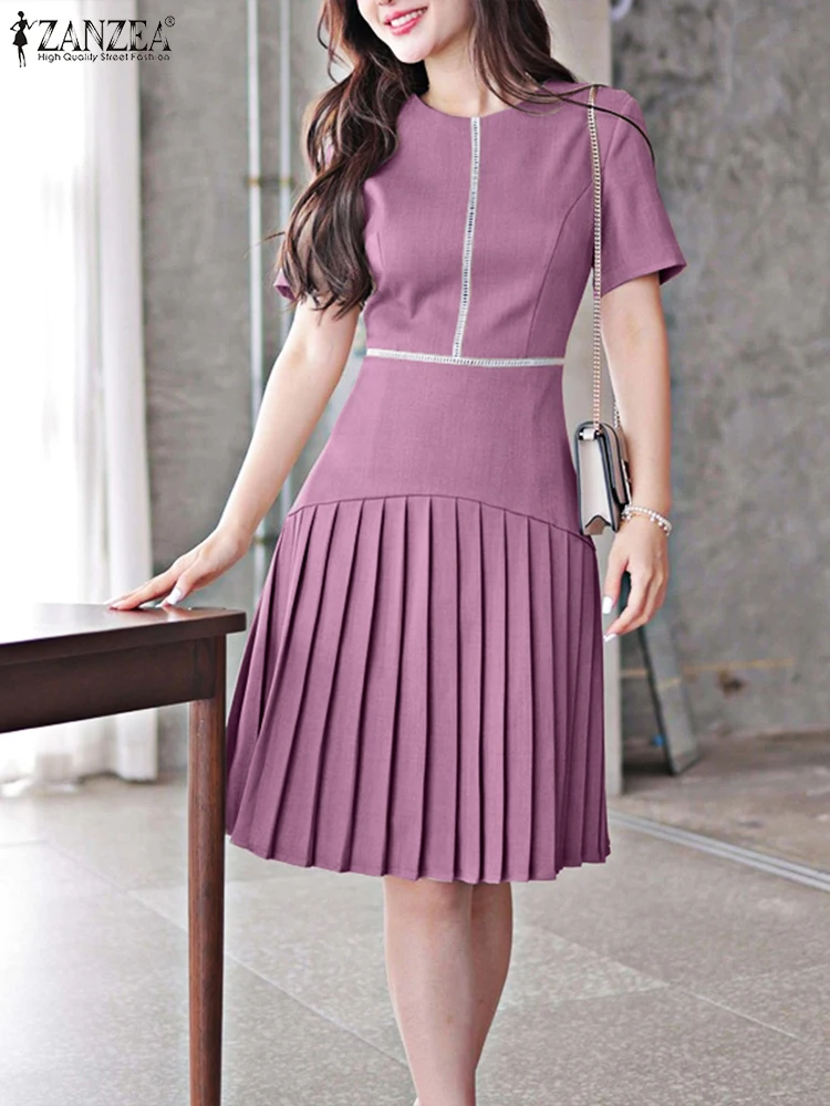 ZANZEA Women Pleated Dress Elegant Sundress 2025 Fashion O-Neck A-Line Party Vestido Solid Color Casual Loose Knee-Length Robe
ZANZEA Women Pleated Dress Elegant Sundress 2025 Fashion O-Neck A-Line Party Vestido Solid Color Casual Loose Knee-Length Robe