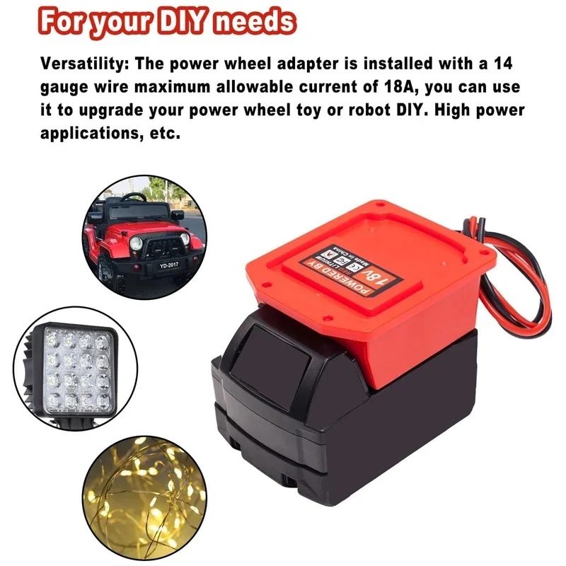 Портативный адаптер DIYPower Wheels, адаптер батареи для Milwaukee18V, аккумулятор с предохранителем 14AWG, проводной разъем для радиоуправляемой машины, игрушек, робототехники
Портативный адаптер DIYPower Wheels, адаптер батареи для Milwaukee18V, аккумулятор с предохранителем 14AWG, проводной разъем для радиоуправляемой машины, игрушек, робототехники