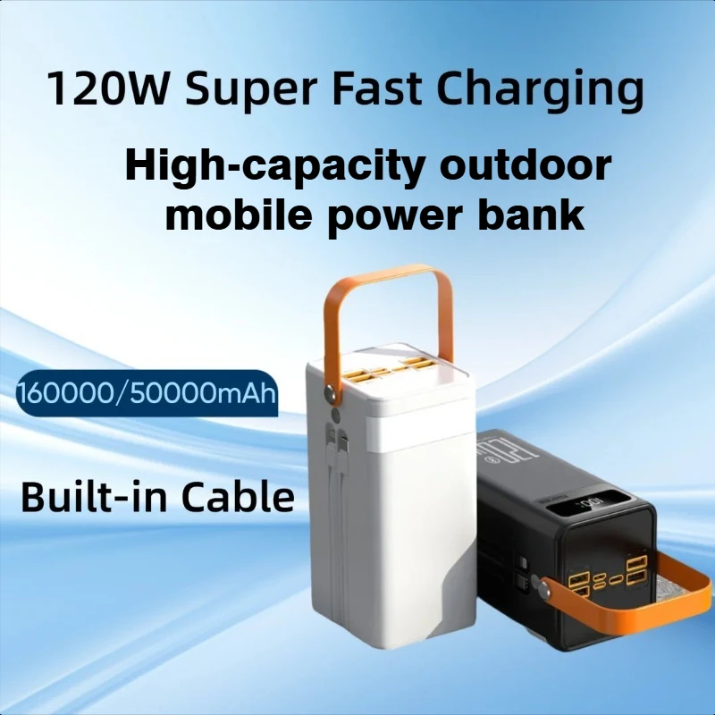 50000/160000mAh Large Capacity 120W Built-in Cable Super Fast Charging Power Bank
50000/160000mAh Large Capacity 120W Built-in Cable Super Fast Charging Power Bank