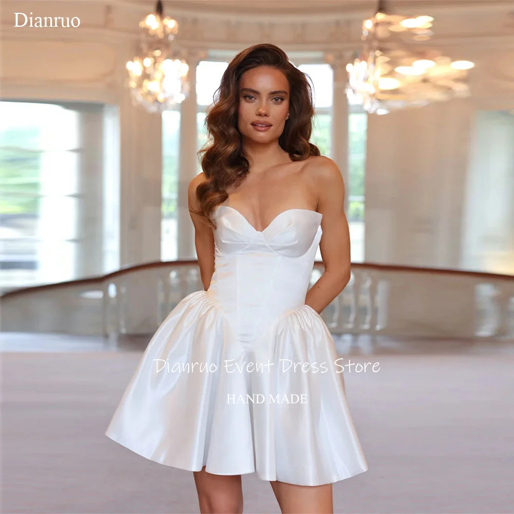 Dianruo Mini A Line Wedding Dresses Sweetheart Simple Prom Dresses Satin Sleeveless Vestidos De Novia Boda Civil Customized
Dianruo Mini A Line Wedding Dresses Sweetheart Simple Prom Dresses Satin Sleeveless Vestidos De Novia Boda Civil Customized
