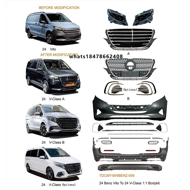 Hot Selling Car Modification Upgrade Body Kit Suitable A/B Type Front Rear Bumper for Vito/V Class/METRIS
Hot Selling Car Modification Upgrade Body Kit Suitable A/B Type Front Rear Bumper for Vito/V Class/METRIS