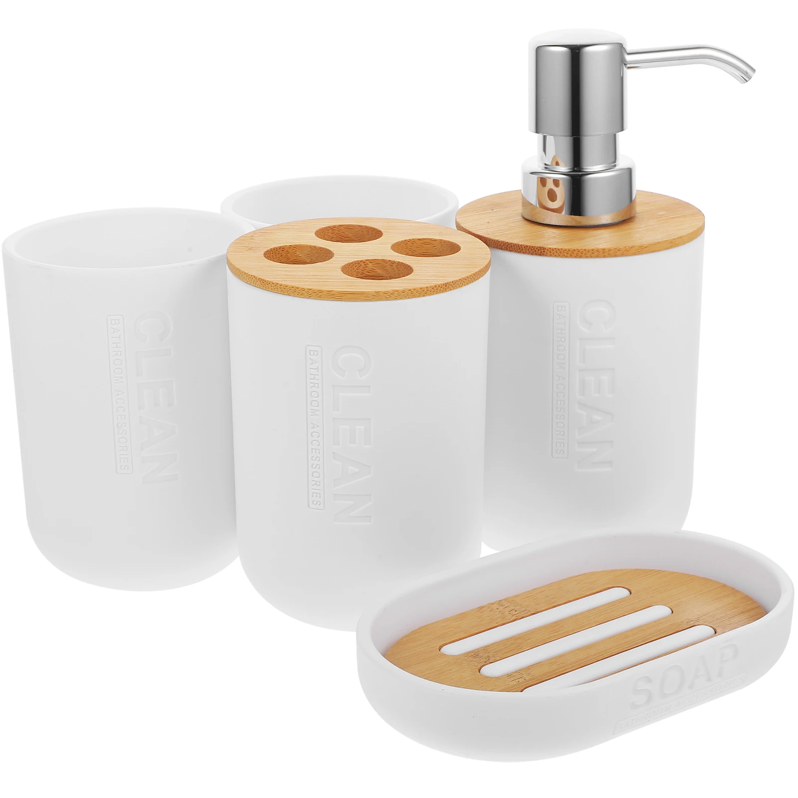 Five Piece Bathroom Accessories Set White Toothbrush Holder H Shampoo Bottle Storage Container Kitchen Dispenser Press Pump
Five Piece Bathroom Accessories Set White Toothbrush Holder H Shampoo Bottle Storage Container Kitchen Dispenser Press Pump