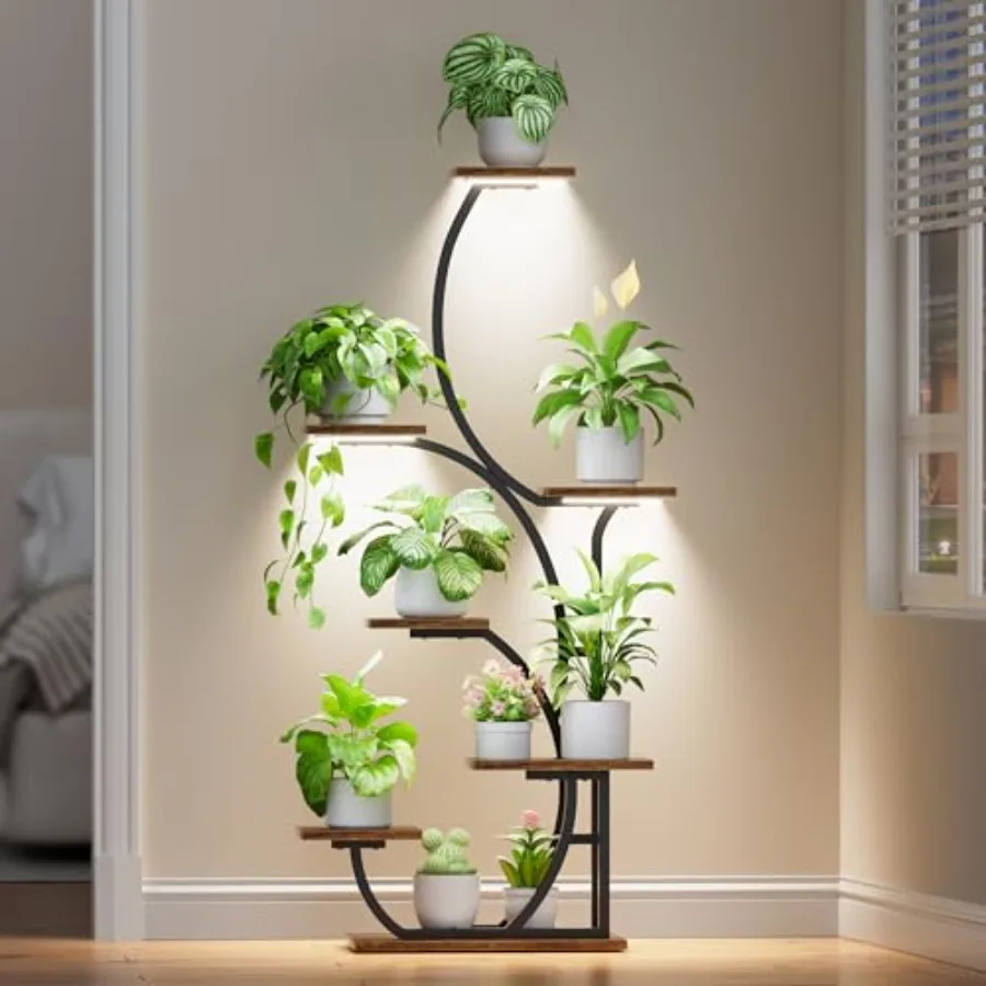 Подставка для растений для дома с фитолампами - Освещенная угловая полка для растений 57 дюймов, 7 ярусов, для выращивания высоких цветов в помещении
Подставка для растений для дома с фитолампами - Освещенная угловая полка для растений 57 дюймов, 7 ярусов, для выращивания высоких цветов в помещении