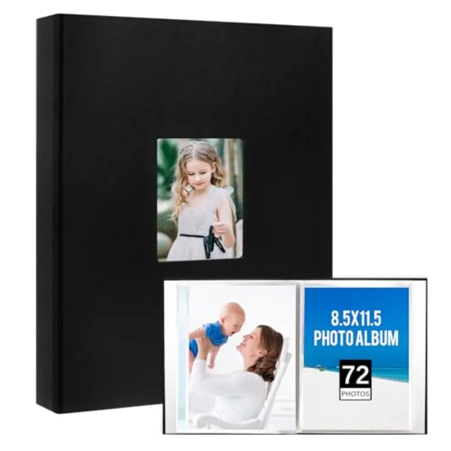 8.5x11 Photo Album Holds 72 Photos, Leather Cover with Front Window, Transparent Inner Pages 8.5x11 Photo Album for Wedding Fam
8.5x11 Photo Album Holds 72 Photos, Leather Cover with Front Window, Transparent Inner Pages 8.5x11 Photo Album for Wedding Fam