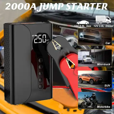 Jump Starter with Air Compressor, 2000A 150PSI Portable Car Battery Charger for 6.0L Gas or 3.0L Engines
