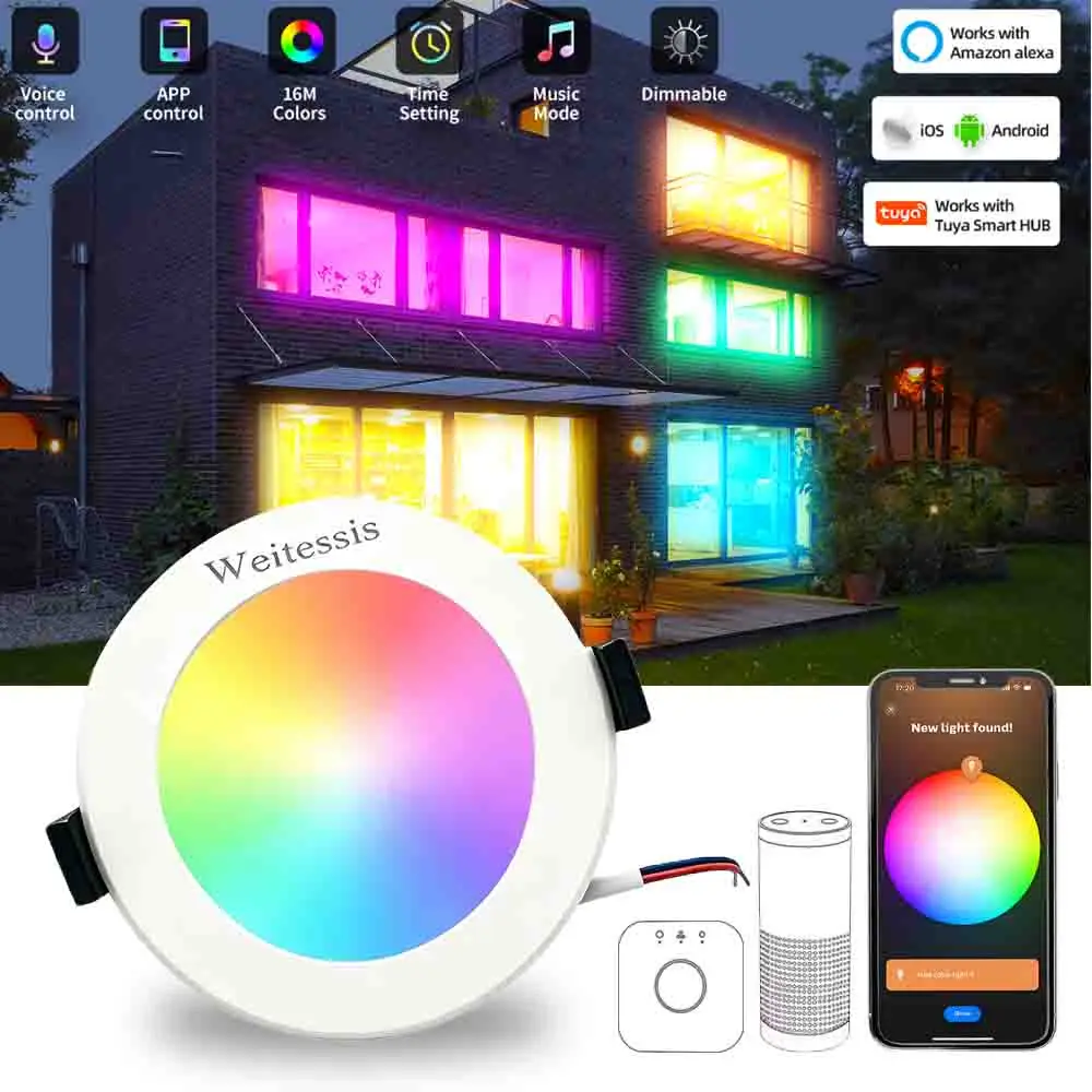 Weitessis Zigbee 3.0 RGBCCT Downlight 3.5-дюймовый потолочный светильник, совместимый с умным домом, Tuya, Smartthings, Echo Plus, голосовое управление Alexa
Weitessis Zigbee 3.0 RGBCCT Downlight 3.5-дюймовый потолочный светильник, совместимый с умным домом, Tuya, Smartthings, Echo Plus, голосовое управление Alexa