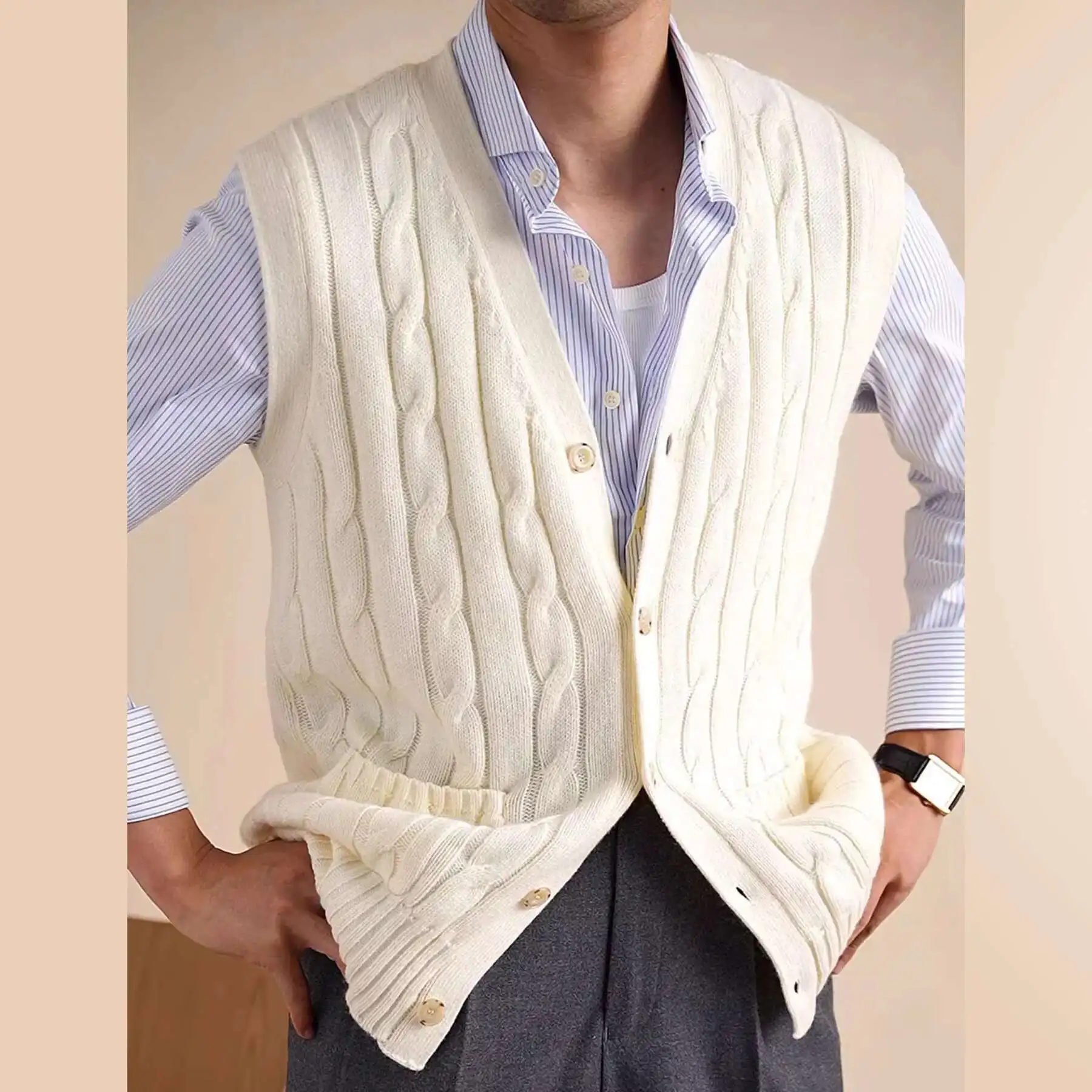 Australian Wool Vest Sweater Men Fall Winter European Style Twisted Flower Solid Color Men Knitted Cardigan Sleeveless Jacket
Australian Wool Vest Sweater Men Fall Winter European Style Twisted Flower Solid Color Men Knitted Cardigan Sleeveless Jacket