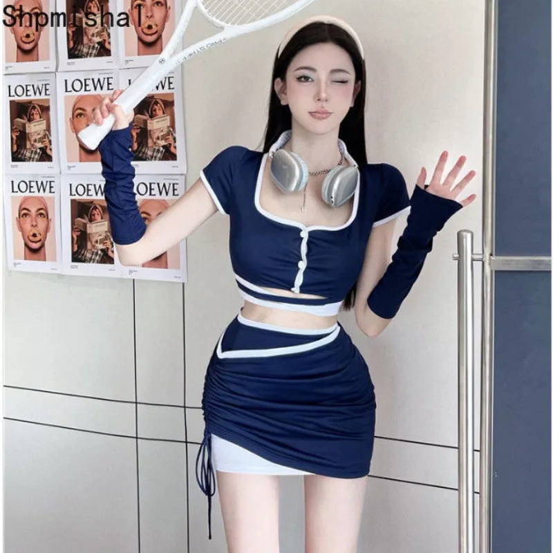 Shpmishal Korean Fashion Autumn Spicy Girl Letter Sleeves T-shirt Top+Slim Fit High Waist Wrapped Hip Short Skirt Set of Two
Shpmishal Korean Fashion Autumn Spicy Girl Letter Sleeves T-shirt Top+Slim Fit High Waist Wrapped Hip Short Skirt Set of Two