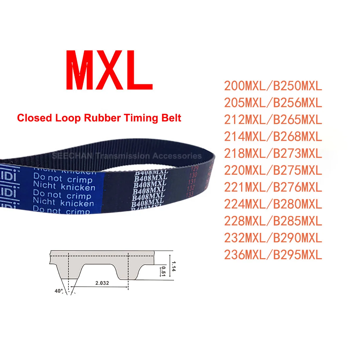 1Pcs MXL Closed Loop Timing Belt Width 6/10mm Rubber Synchronous Belt B250 B256 B265 B268 B273 B275 B276 B280 B285 B290 B295MXL
1Pcs MXL Closed Loop Timing Belt Width 6/10mm Rubber Synchronous Belt B250 B256 B265 B268 B273 B275 B276 B280 B285 B290 B295MXL