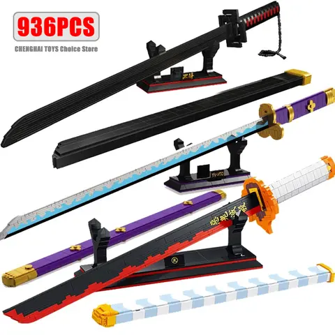 Samurai Sword Building Blocks Ninja Blade Katana Japanese Anime Butterfly Nichirin Knife Bricks MOC Children Toys for Adult Gift