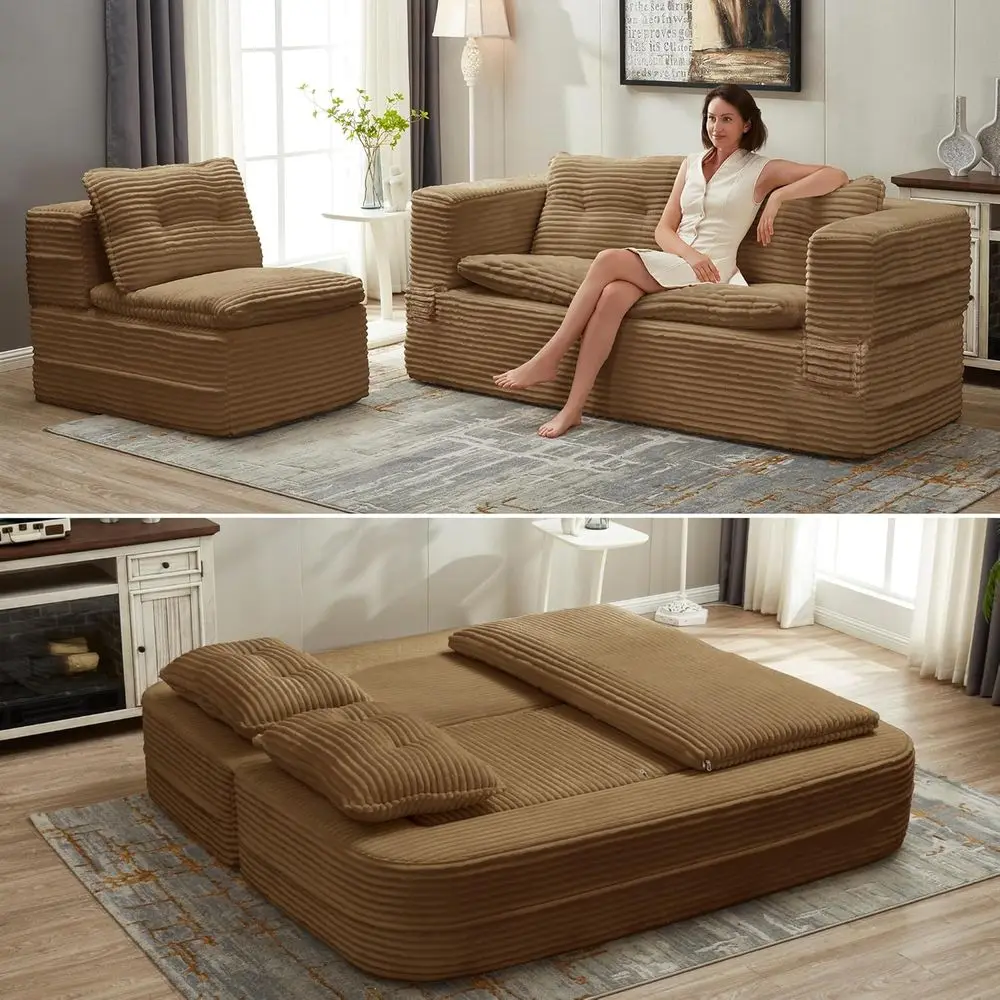 80'' uton Soa Bed, King Size oldable Sleeper Soa, Corduroy BonelLoveseat Couch with Chaise Lounge, 3 Pillows, Blanket, Upholster
80'' uton Soa Bed, King Size oldable Sleeper Soa, Corduroy BonelLoveseat Couch with Chaise Lounge, 3 Pillows, Blanket, Upholster