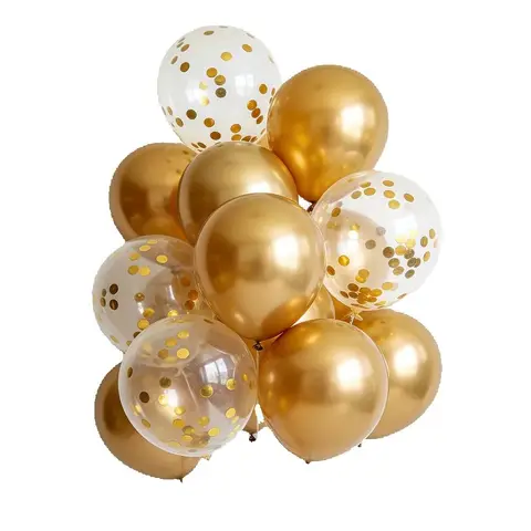 20pcs Metal Gold Silver Balloons Gold Glitter Paper Scraps Transparent Balloon Birthday Party Wedding Decoration 12inch Ballon