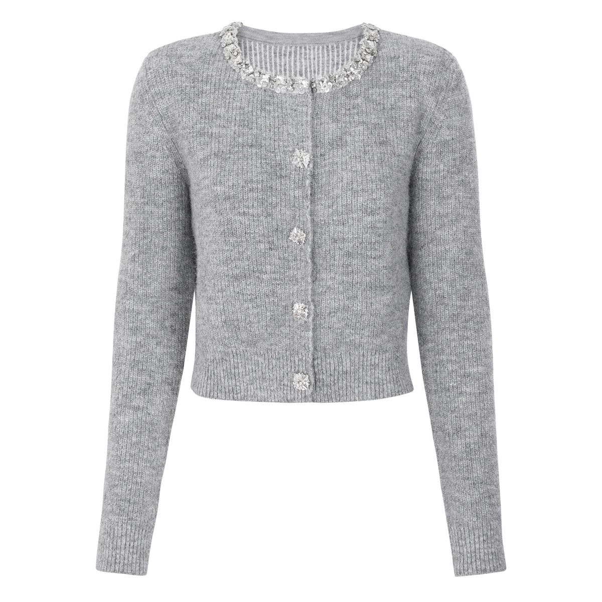 Spring And Autumn New High-Quality Women's Fashionable Long Sleeved Short Staple Bead Round Neck Knitted Sweater Top Cardigan
Spring And Autumn New High-Quality Women's Fashionable Long Sleeved Short Staple Bead Round Neck Knitted Sweater Top Cardigan