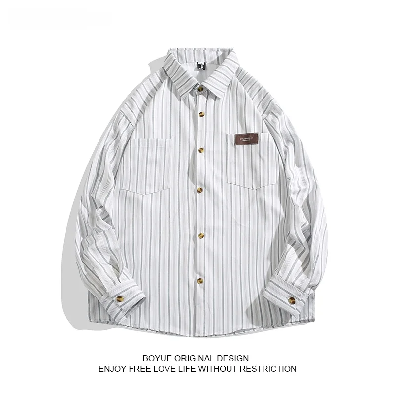 Boyue Striped irt Casual Long Sve Men's Inner Wear Spring Autumn Japanese Sle y Artistic Loose Fit Youth Faion
Boyue Striped irt Casual Long Sve Men's Inner Wear Spring Autumn Japanese Sle y Artistic Loose Fit Youth Faion