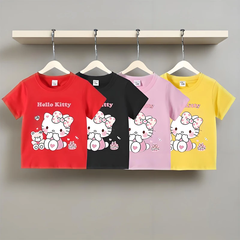 Sanrio детская одежда, летняя футболка для девочек с принтом, модные детские топы с героями мультфильмов, футболки с короткими рукавами Hello Kitty для малышей
Sanrio детская одежда, летняя футболка для девочек с принтом, модные детские топы с героями мультфильмов, футболки с короткими рукавами Hello Kitty для малышей